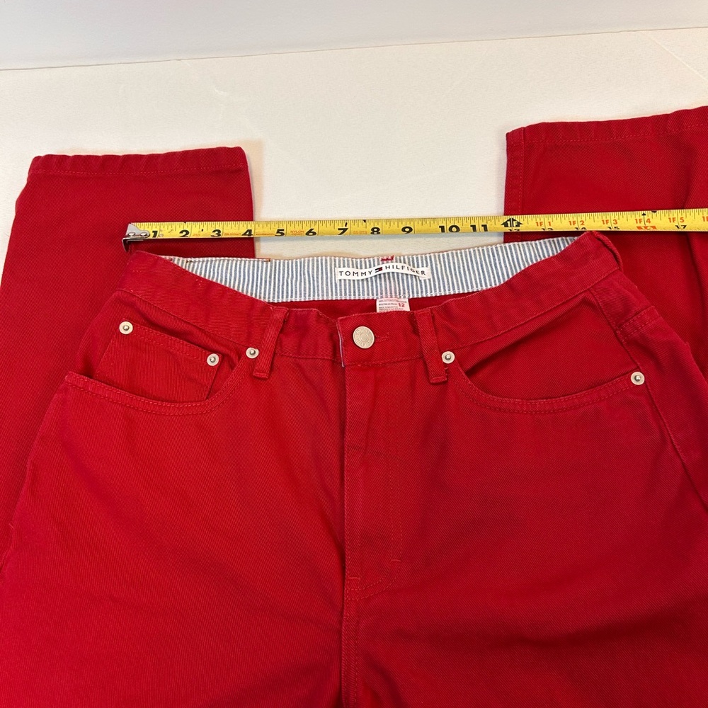 Tommy Hilfiger Red Denim Pants Y2K style Women’s Size 12 - Picture 4 of 6